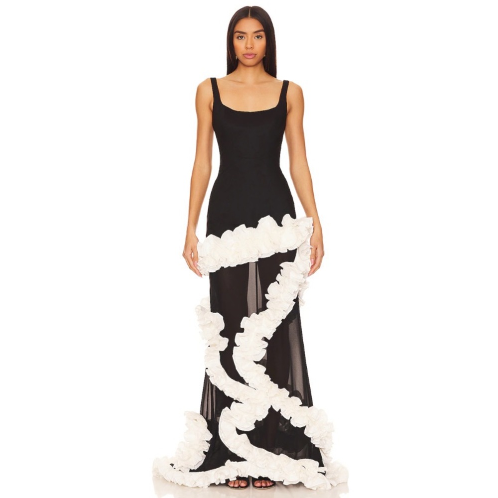 NBD Revolve Wisteria Gown in Black and White